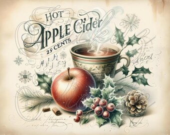 Heißer Apfel Apfelwein Bundle, 2 Styles, Bauernhaus, Sofort Download, Printable, Sublimation Decoupage Dosen Etiketten