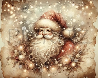 Santa, Farmhouse, Instant Download, Printable, Sublimation Decoupage Cans Labels