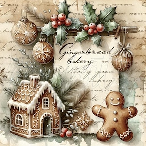 Lebkuchen Bäckerei Bundle, 4 Styles, Bauernhaus, Sofort Download, bedruckbar, Sublimation Decoupage Dosen Etiketten