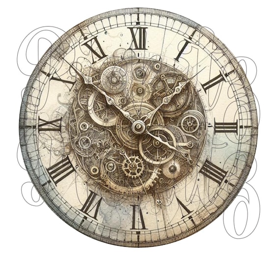 Clock Faces, Bundle, 3 Styles, 8x8 inch Primitive Farmhouse, Instant Download, Printable, Sublimation Decoupage Cans Labels