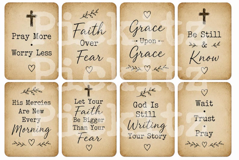 Pray Label Printable Prayer Cards, 7 Sets, Primitive Farmhouse, Instant Download, Printable ...