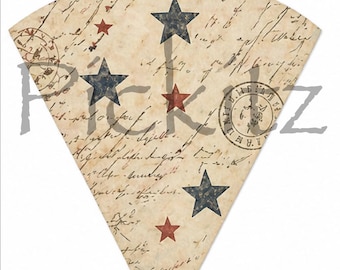 Vintage Patriotic Cones Bundle, 6 Styles, Primitive Farmhouse Labels (Digital Download)