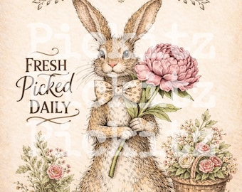 Bunny Scene Bundle, 4 Styles, Farmhouse, Instant Download, Printable 8x8, Sublimation Decoupage Cans Labels