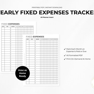 Yearly Fixed Expenses Tracker | A5 Budget Planner Insert (PDF Download)
