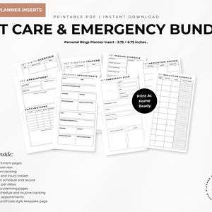Pet Care & Emergency Bundle | Personal Planner Inserts (Digital Download)