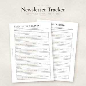 Suivi de newsletter à imprimer, insert pour agenda A5, outil de planification marketing par e-mail pour petites entreprises et assistants virtuels, recto et verso