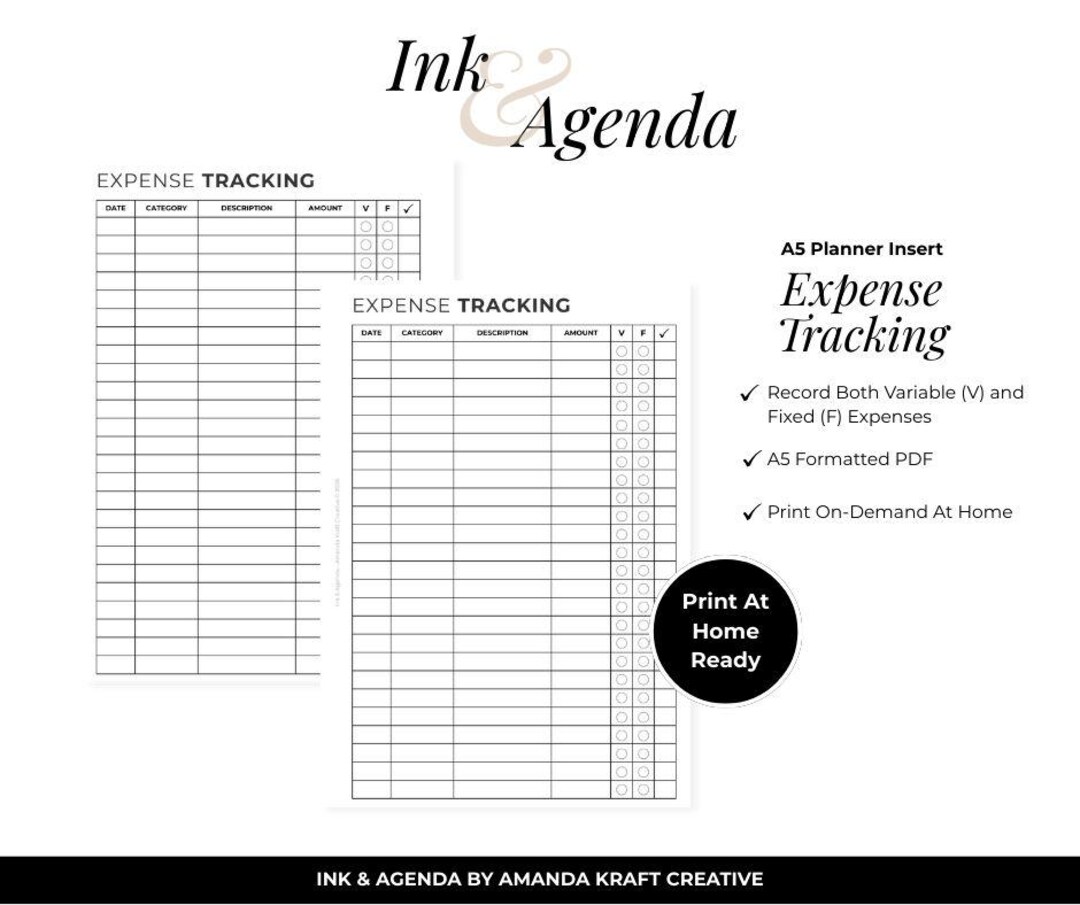 A5 Expense Tracker | Printable Budget Log | Fixed & Variable Expenses ...