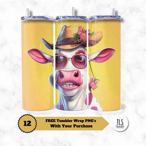 Divertente tumbler con motivo a mucca: design a sublimazione da 20 once (download digitale)