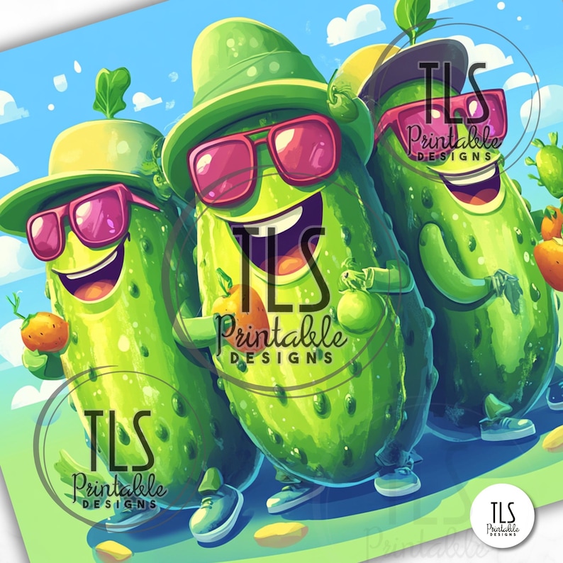 Funny Pickle Party #4 Cute Dill Pickles Silly Hat Pickled Vegie Skinny ...