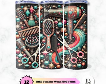 Hairdresser Tools Tumbler Design: 20 Oz Straight Skinny Wrap (Digital File)