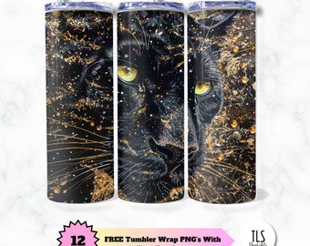 Panther Gold Glitter 20 Oz Tumbler Design (Digital File)