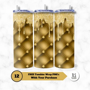 Tumbler con strass glitterati oro e oro da 20 once, design per sublimazione, 9,2 x 8,3, tumbler dritto e sottile, PNG, download digitale istantaneo