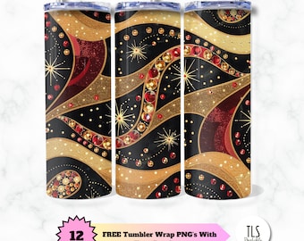 Glitter Rhinestone Tumbler Wrap: Glamorous Girly Design (Digital Download)