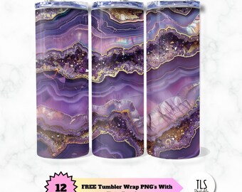 Purple Crystal Tumbler Design: Glitter Glam 20oz Skinny Tumbler (Digital Download)