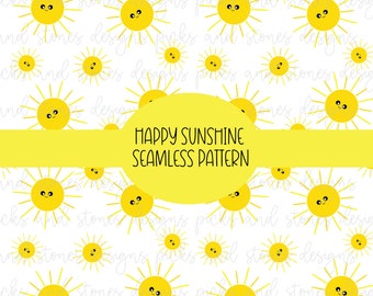 Seamless Pattern | Happy Sunshine| Smiling Sun Kids Fabric| Seamless Sunshine Pattern| Custom Fabric prints