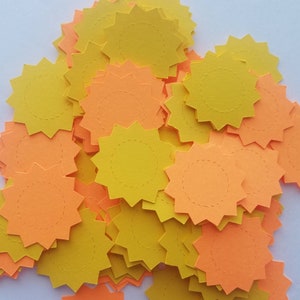 Sunburst Confetti| Bright Yellow and Bright Orange Sun Mini Die Cuts (100 pieces)