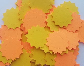 Sunburst Confetti| Bright Yellow and Bright Orange Sun Mini Die Cuts (100 pieces)