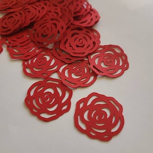 Red Roses Mini Die Cuts Confetti | Valentine Rose Die cuts| 100 pieces
