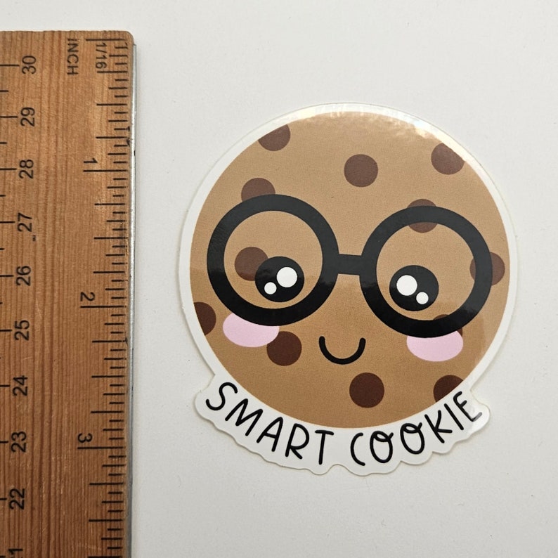 Smart Cookie Glasses Face Vinyl Sticker Teacher Vinyl Sticker Baking Sticker image 2