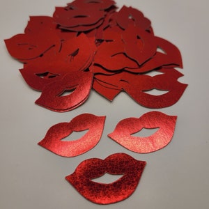 Red Lips Confetti | Metallic Red Lips | Kisses Confetti (75 pieces)