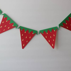 Strawberry pennant Bunting| Strawberry Banner (approximately 45 inches length)
