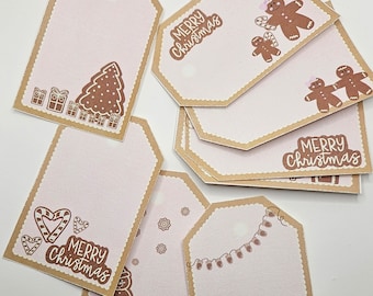 Hand drawn Gingerbread Pink and brown Gift Tags | Gingerbread Cookies Christmas Tags Instant Downloads| Christmas Cookies Gift Tags