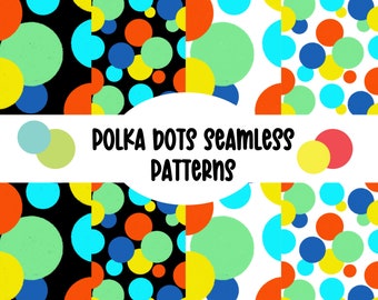 Seamless Patterns| Polka Dots Digital Paper| Polka Dots on black and white| Polka Dot Fabric| Four designs