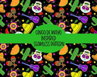 Seamless Pattern | Cinco De Mayo Inspired Fabric| Custom Fabric prints