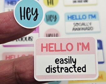 Hello I'm Stickers| Journal Stickers| Planner Stickers| Handdrawn Stickers