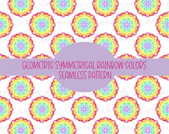 Seamless Pattern | Rainbow Colors Geometric Symmetrical Mandala inspired Fabric| Seamless Colorful Pattern| Custom Fabric prints