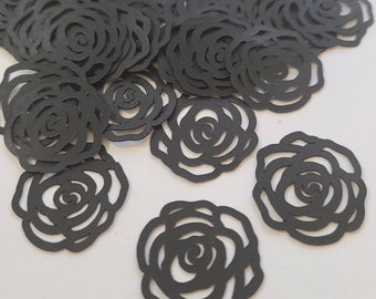 Black Roses Mini Die Cuts Confetti | Dark Valentine Rose Die cuts| 75 pieces