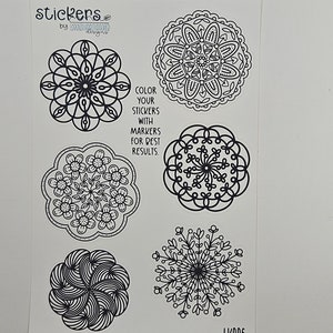 Color Your Own Stickers|Handdrawn Mandala Style Stickers| DIY Journal Stickers| Planner Stickers| Handdrawn Stickers