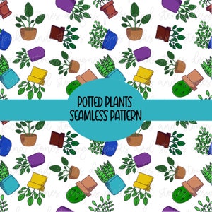 Potted Plants Seamless Pattern| Potted Plants Seamless Pattern| Modern Pattern