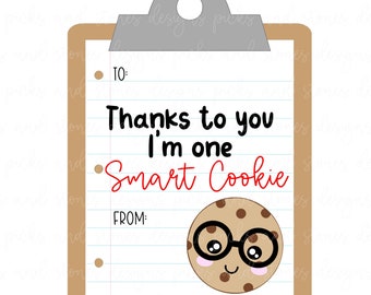 Smart Cookie Tags| Teacher Cookie Tags| Digital Downloads | Instant Download Cookie Tags