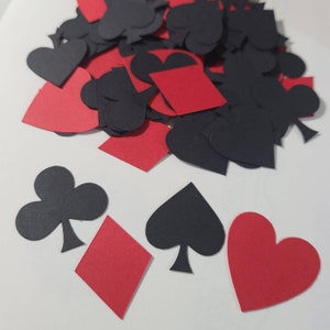 Coriandoli festa del casinò/ Lancio del comodino del casinò/Decorazioni per la serata del poker/Completi di carte da gioco coriandoli/Coriandoli rossi e neri/100 pezzi