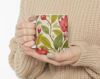 Flowers mug, Coffe mug, Floral bloom gift, Flower garden gift, Boho Wildflowers, gift for her, botanical, Cottagecore, Spring floral nature