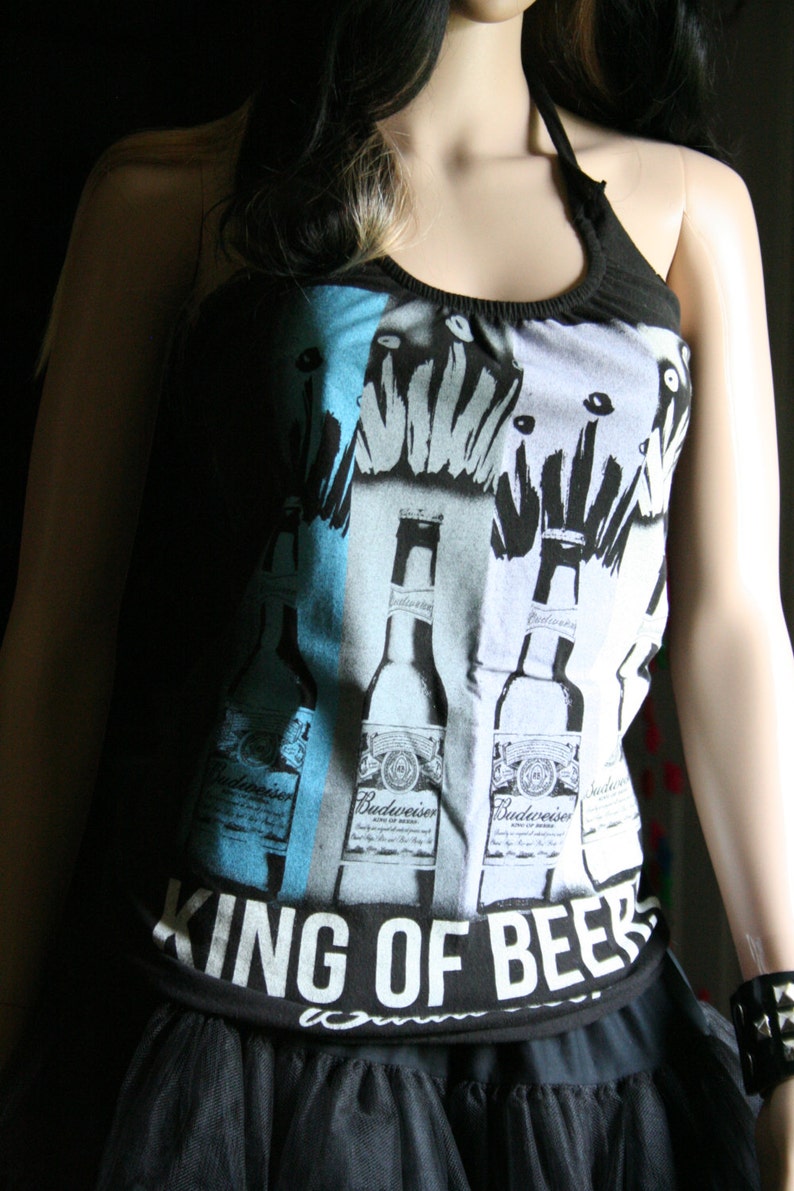 Budweiser Beer Tank Top Halter Neck Upcycled Small Etsy