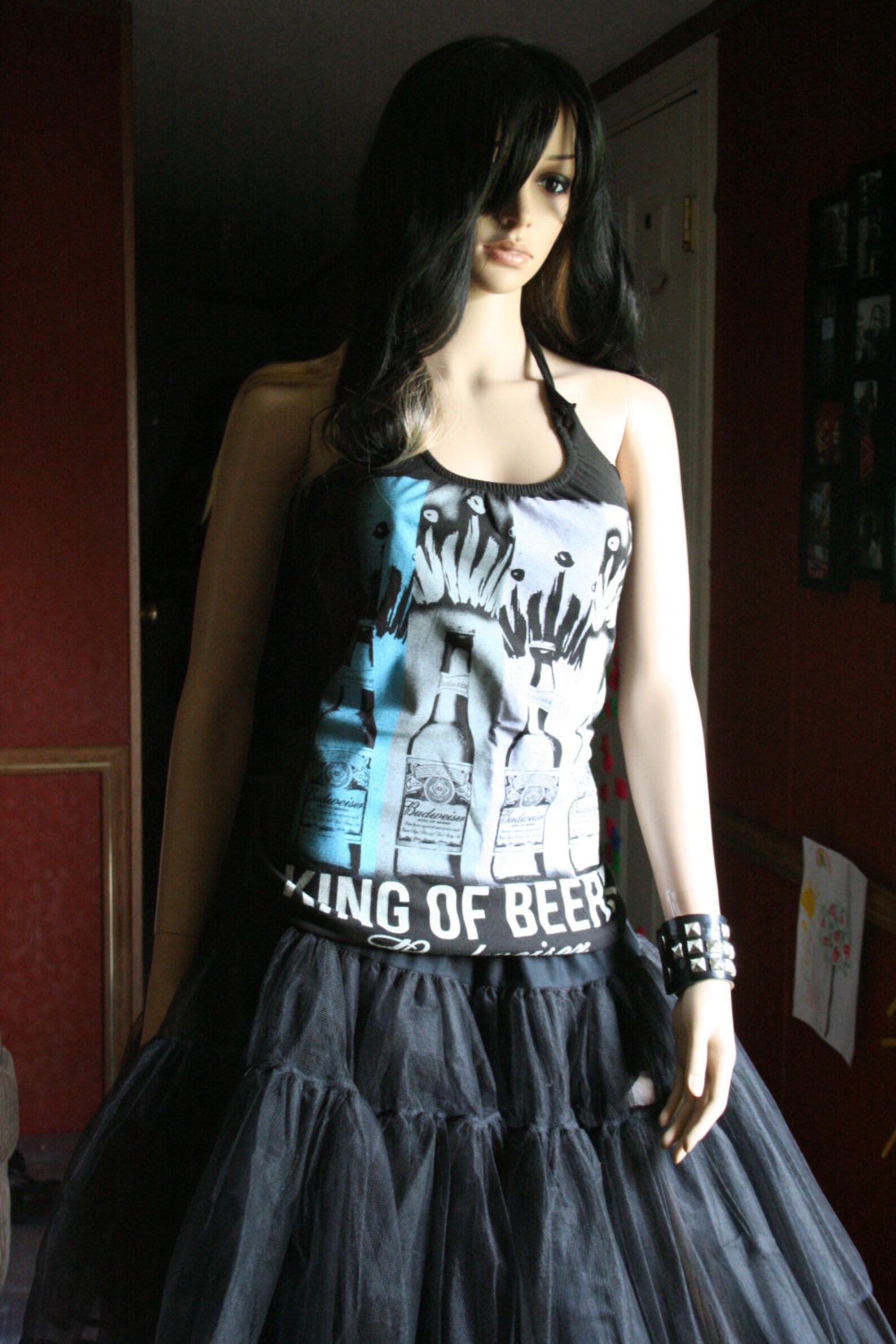 Budweiser Beer Tank Top Halter Neck Upcycled Small Etsy