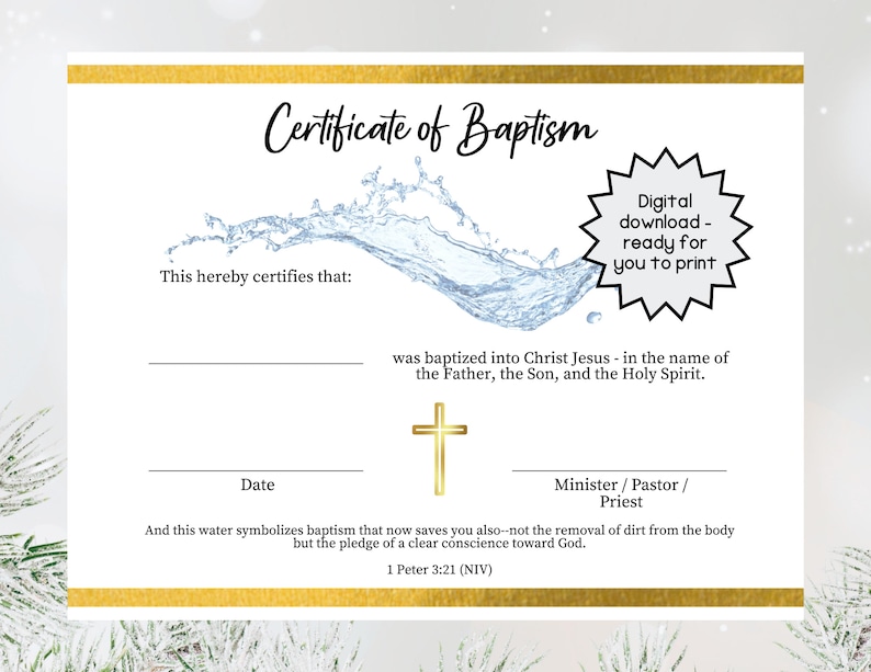 Certificate of Baptism Printable, Printable Baptism Certificate ...