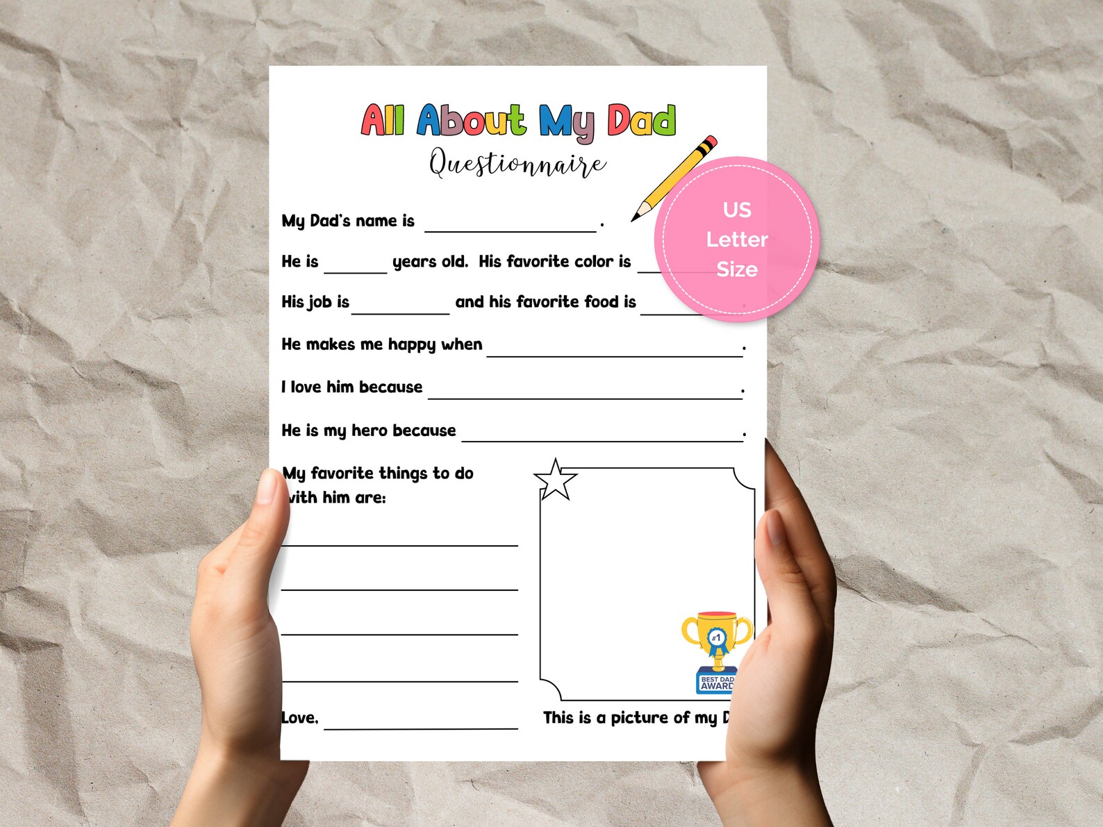 All About My Dad Printable Questionnaire, Father’s Day Gift From Kids ...