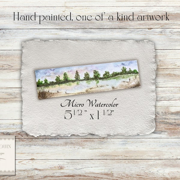 Landscape Woods Trees Original Artwork Micro Miniature Moody Watercolor Painting - Mini Forest