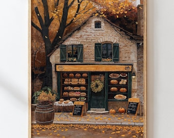 Cozy Fall Cafe Wall Art Decor, Autumn in New York Wall Art Print, Autumn Coffee Shop Decor, Fall NYC Wall Decor