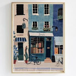 Stampa artistica da parete della libreria di New York, poster illustrativo della libreria, decorazione della biblioteca, regalo per gli amanti dei libri, arte per l'ufficio domestico, stampa di New York City