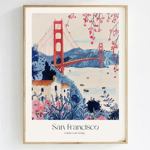 San Francisco Watercolor Art Poster, American Travel Wall Art, California Cityscape Art, Travel Poster, Watercolor Landscape