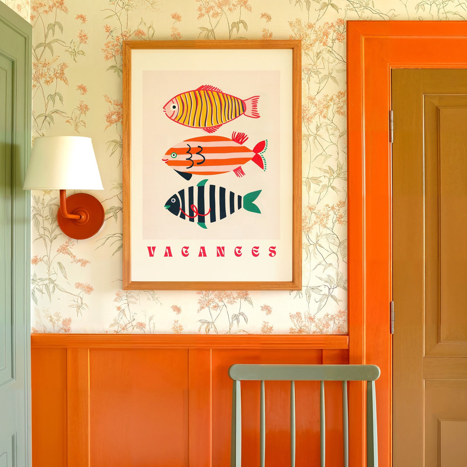 Summer Travel Retro Coastal Fish Print, Beach House Decor, Vintage