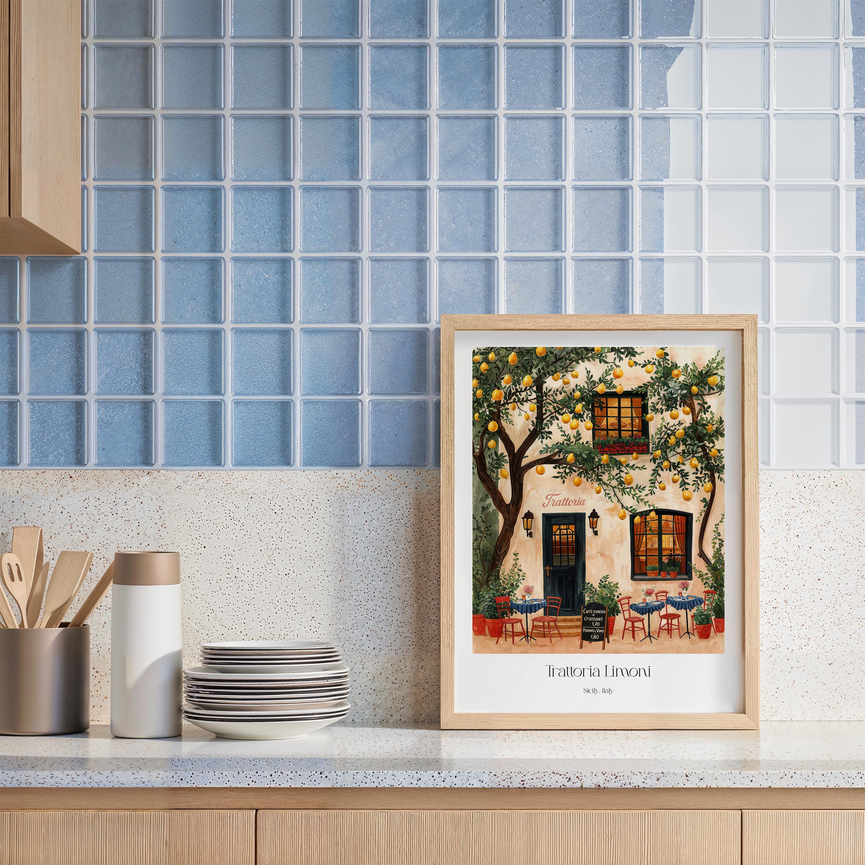 italian kitchen wall decor | kitchen wall art set of... Italian Kitchen Wall Art, Lemon Trattoria Print, Mediterranean Cafe ...
