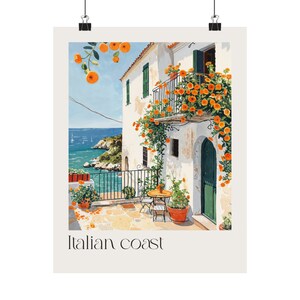 Italian Coast Watercolor Wall Art Print – Mediterranean Coastal Decor, Travel-Inspired Home Decor, Beach House Wall Art image 8