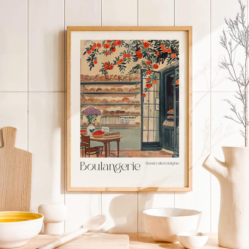 French Boulangerie Watercolor Art Print – Cafe Wall Decor, Pastries Watercolor Illustration image 2