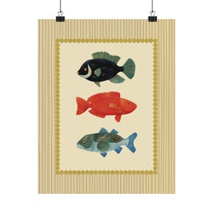 Vintage Bathroom Fish Art Print - Coastal Nautical Wall Decor, Ocean Poster for Kitchen image 10