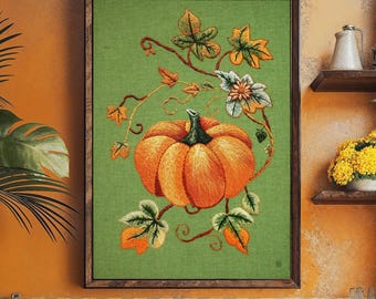 Pumpkin Art Print - Cottagecore Vibrant Wall Decor, Rustic Kitchen Art, Cozy Autumn Home Decor, Green Pumpkin Wall Art, Farmhouse Decor Art